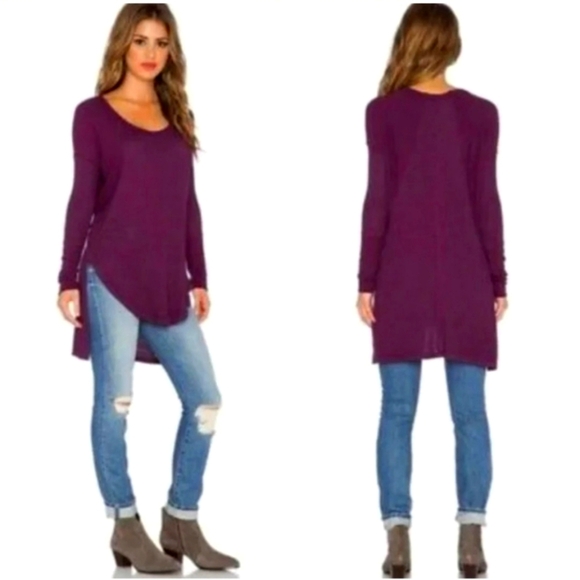 NEW Free People Revolve Thermal Ventura Drippy African Violet Top Bohemian Gypsy - Picture 1 of 16